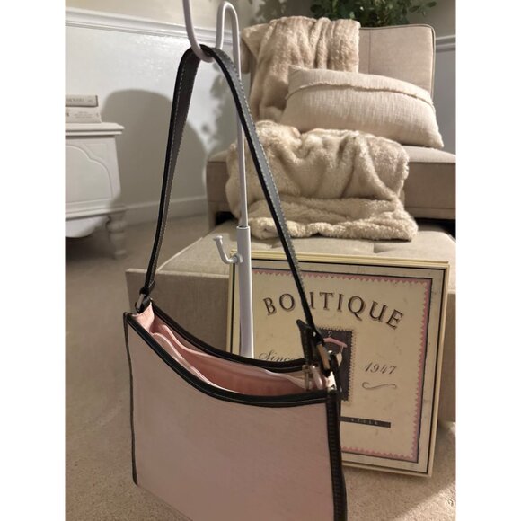 Vintage Ralph Lauren Beige Linen Handbag With Black Leather Trim - Picture 5 of 16